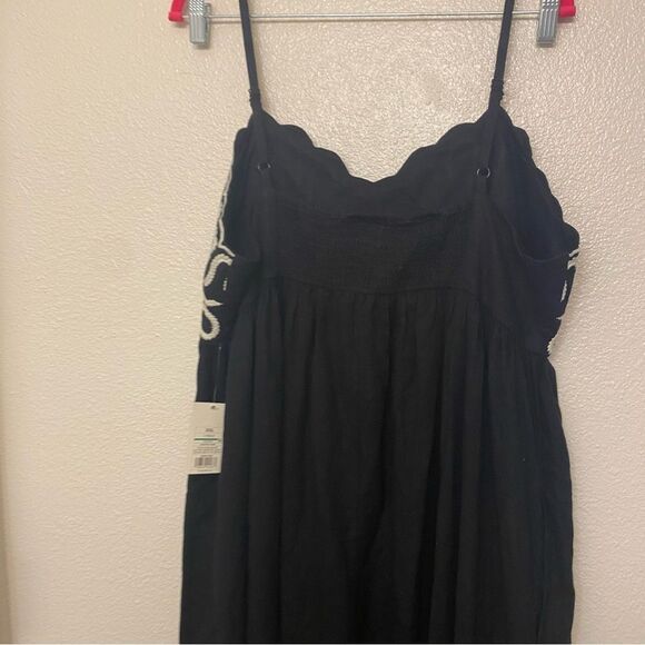 A New Day Crewel Maxi A-Line linen Dress black white embroidery sun dress XXL - Picture 7 of 14